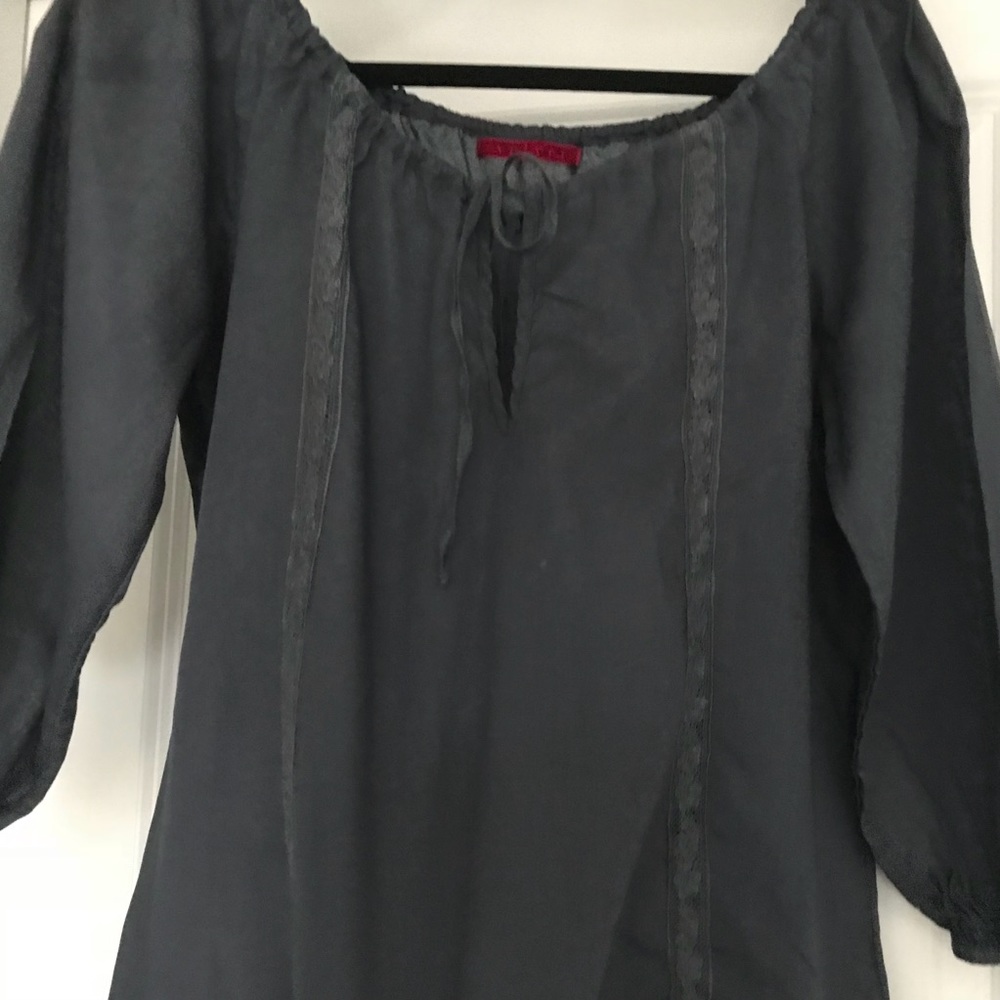 Velvet light weight peasant blouse.